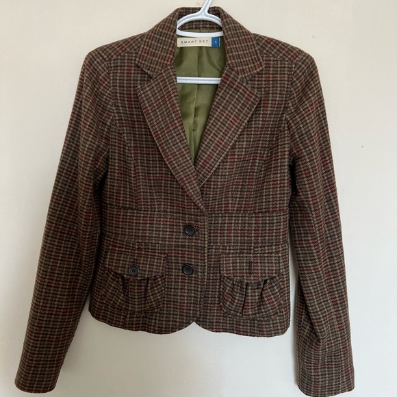 Front Button Checkered Blazer - Picture 1 of 3